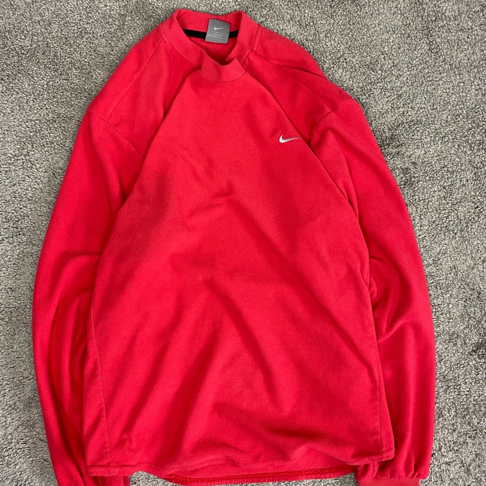 Y2k red silver tag nike fleece pullover